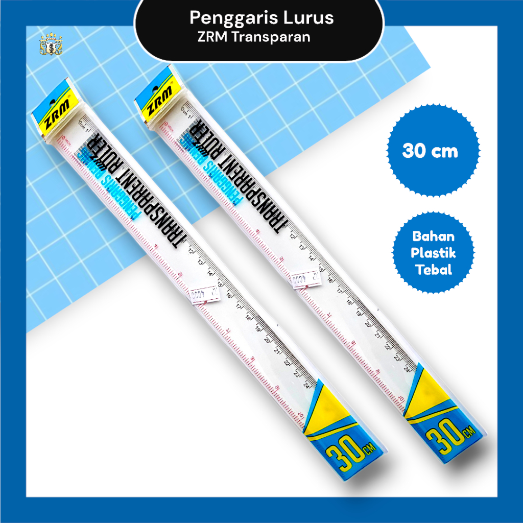 

Penggaris Lurus ZRM Transparan Panjang 30 cm / Glass Ruler Serbaguna