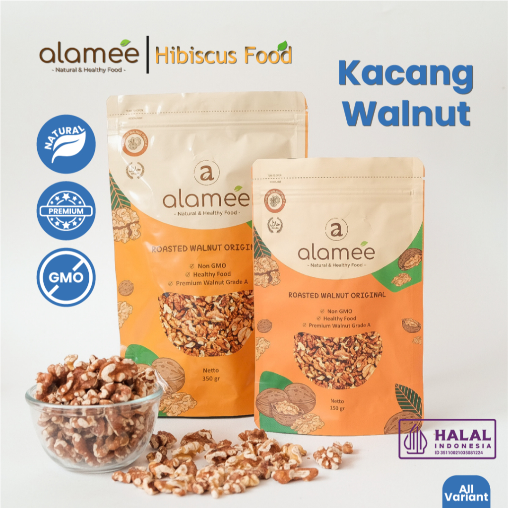 

ALAMEE Roasted Kacang Walnut Kenari Otak Panggang Oven Premium Organik Siap Makan Utuh Cemilan