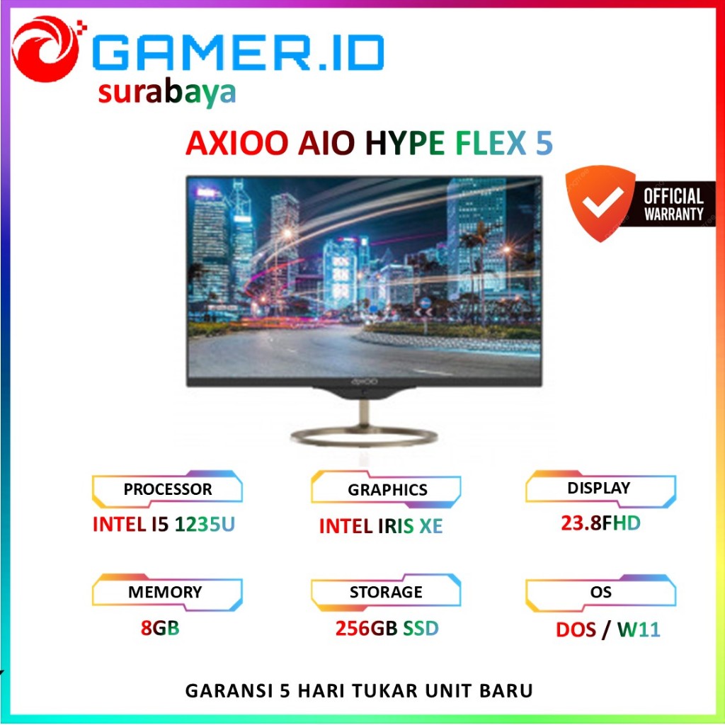 AXIOO AIO HYPE FLEX 5 I5 1235U 8GB 256GB 23.8FHD  DOS - W11