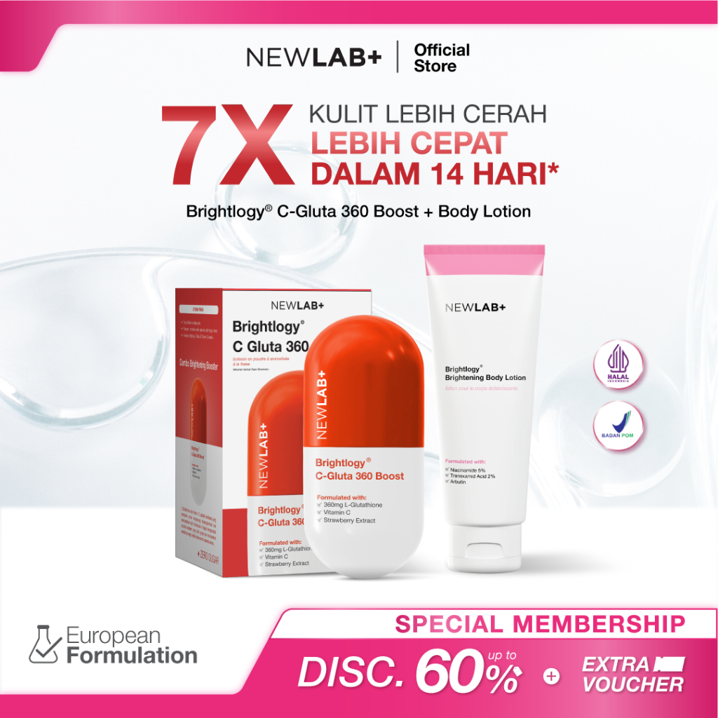 [SPECIAL MEMBERSHIP] NEWLAB Bundle 1 Box C-Gluta 360 Boost + 1 Body Lotion | Minuman Glutathione unt