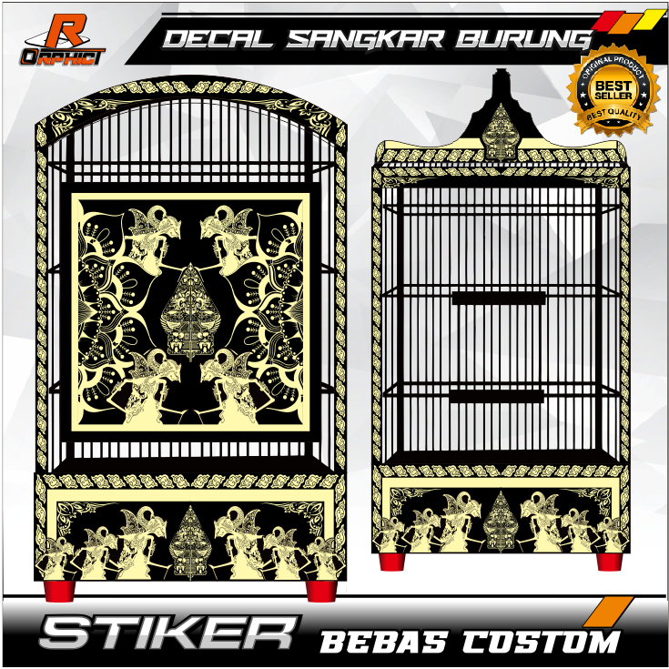 STICKER SANGKAR CUSTOM wayang pandawa 5 DECAL KANDANG BURUNG KOTAK STIKER EBOD JAYA ORIQ BNR RADJA D
