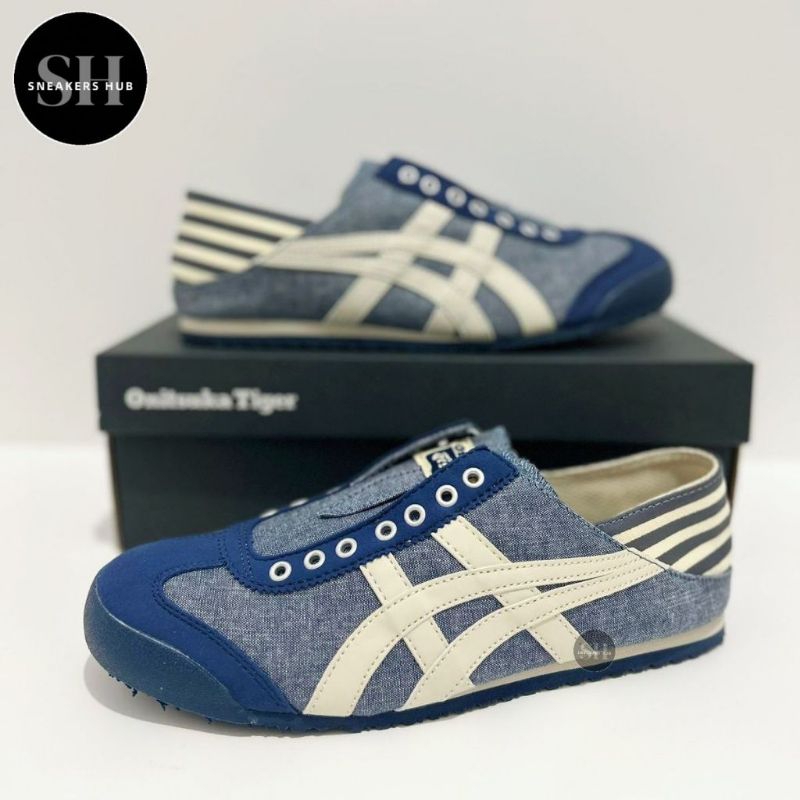 Sepatu Onitsuka Tiger Slip on Paraty Blue Jeans Original BNIB Free Paperbag Free kaos kaki