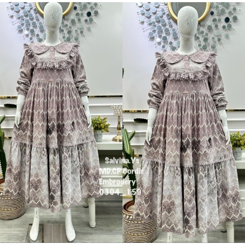 @SALVINA .YS/GAMIS PULL BORDIR/DREES KEKINIAN _PAKAIAN WANITA MUSLIMAH TERBARU