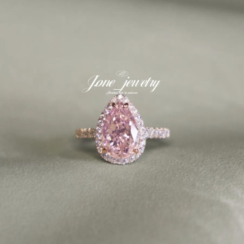 Cincin Wanita Batu Warna Pink Kualitas Premium