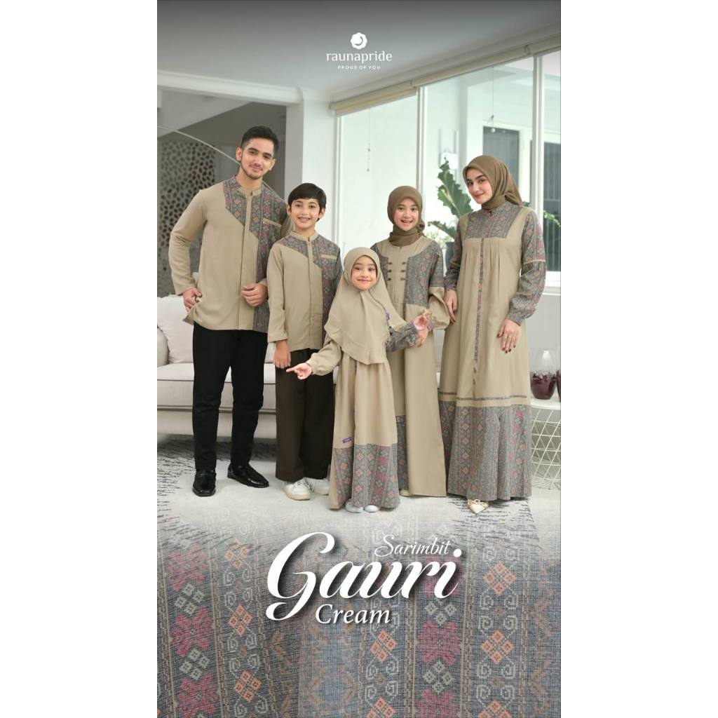 Rauna Gauri Cream set keluarga muslim lebaran 2025