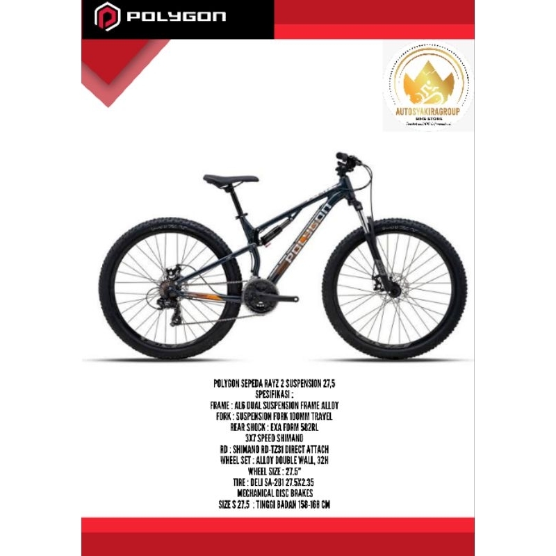 Polygon Sepeda Rayz 2 Suspension 27,5 size S Ready