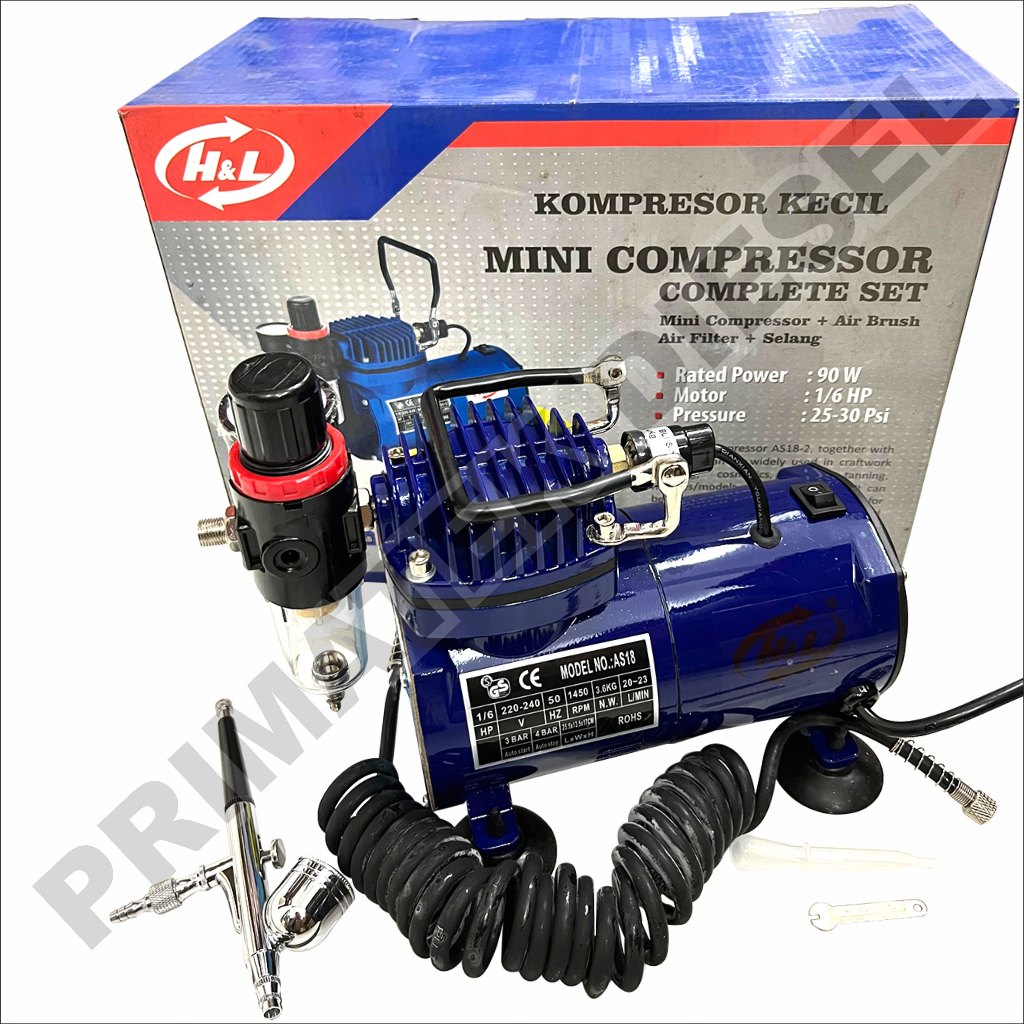 Mesin Mini Kompresor Tipe AS 18 Komplit SET Air Brush HNL H&L HL/ Mesin Mini Compressor Type AS18 Co