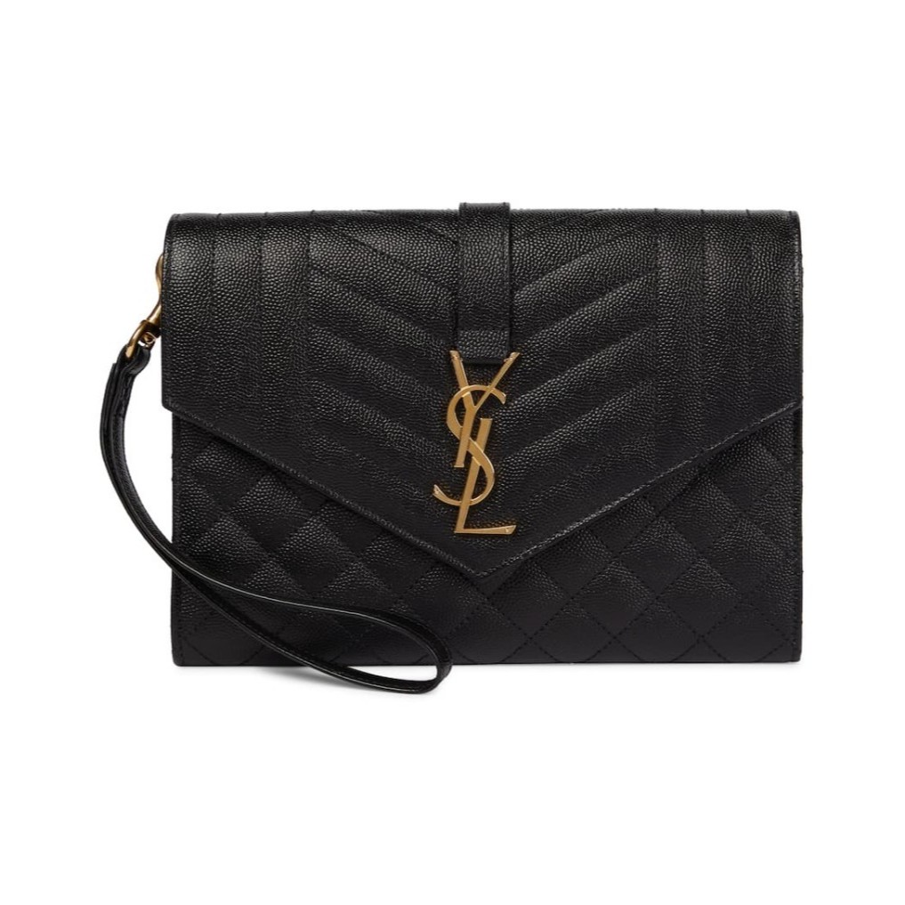 YSL Envelope Clutch Black GHW (21 x 15.5 x 2.5)