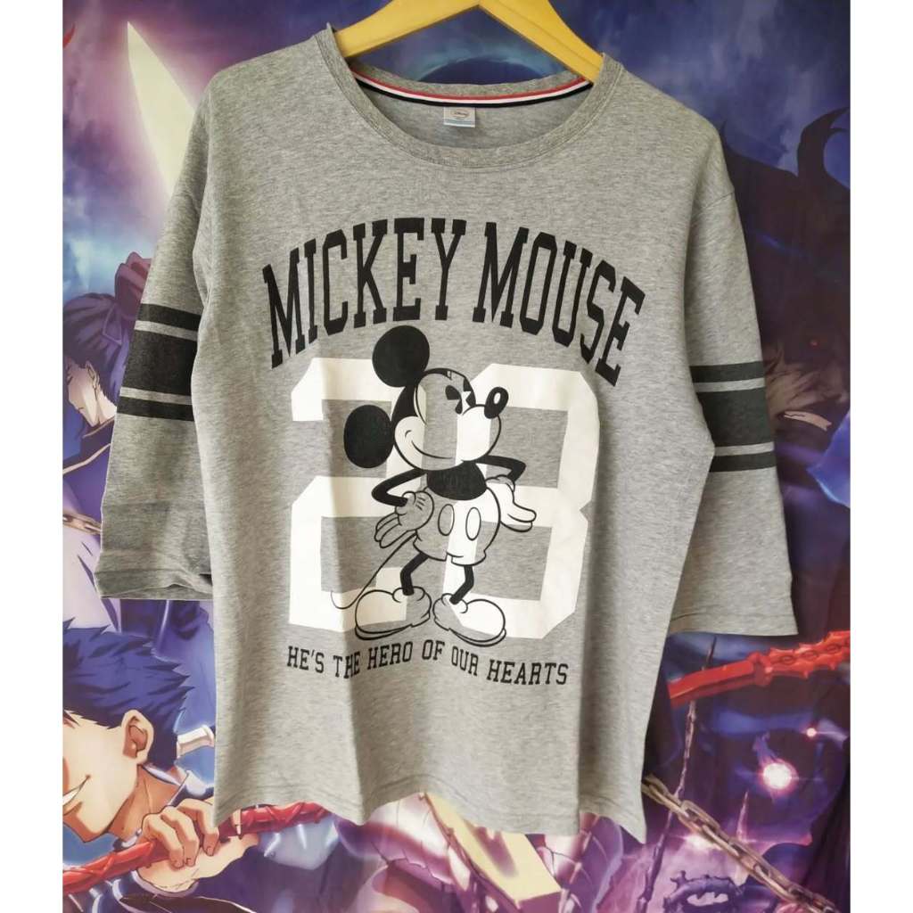 Disney's Mickey Mouse 28 Big Print Official Cartoon Raglan Tee Kaos Tshirt Original Second Merch Jap