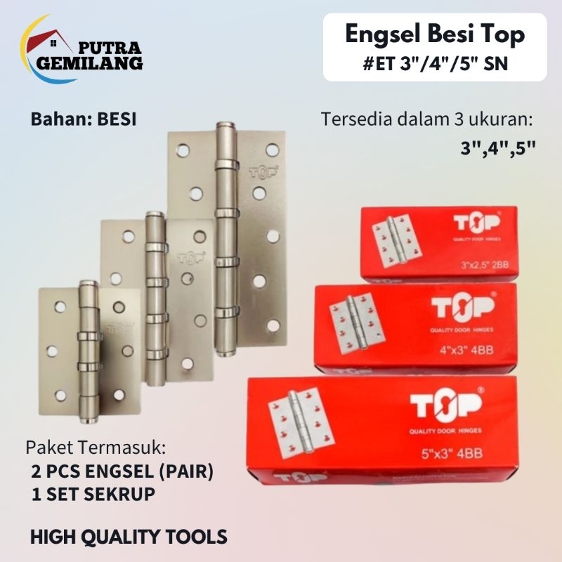 ENGSEL Pintu Door Hinges Besi TOP 3" / 4" / 5" SN
