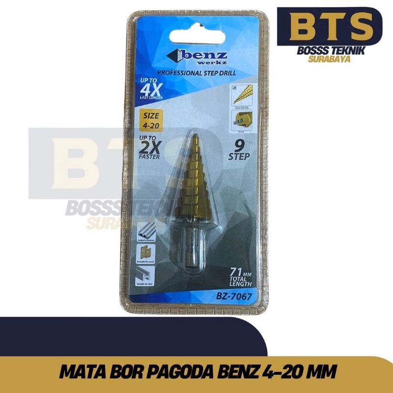Mata bor besi pagoda 4-20mm Benz step drill titanium coated mata bor