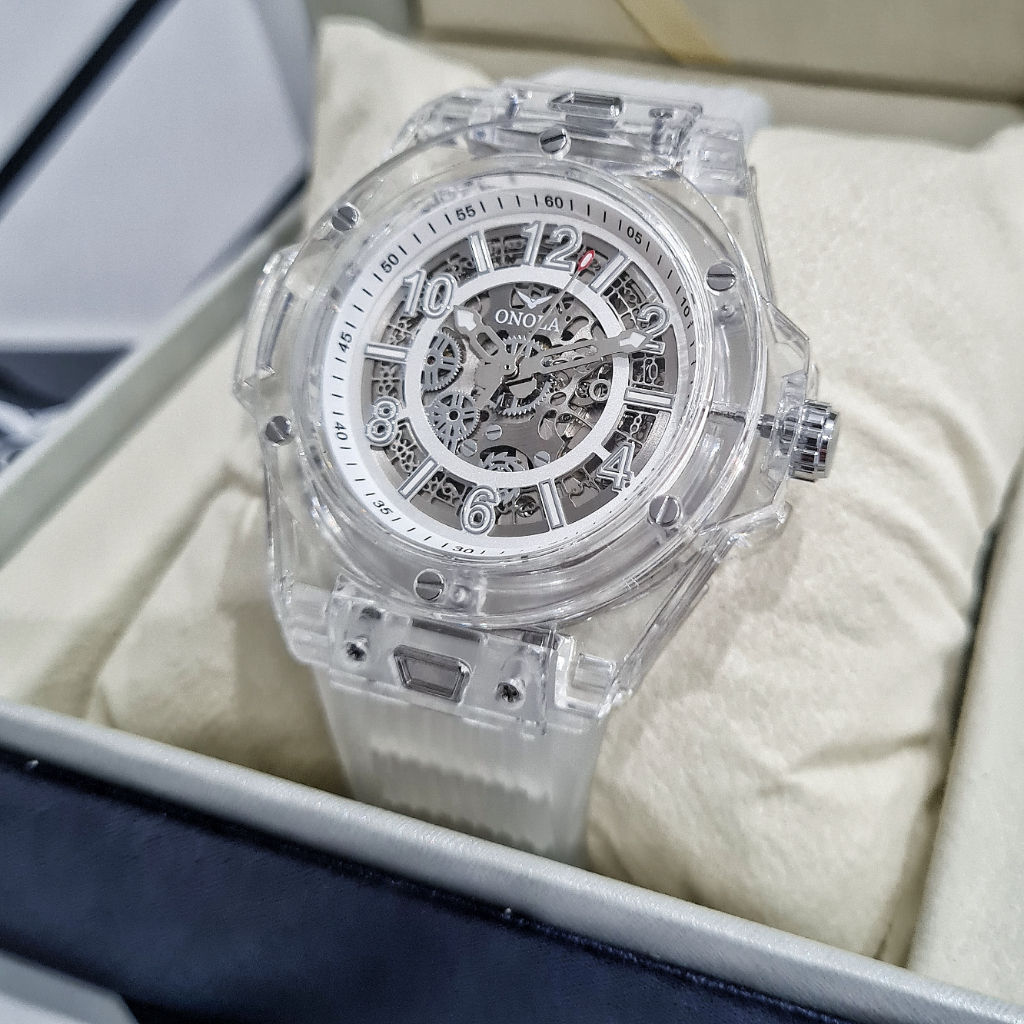 ONOLA Warrior Jam Tangan Pria Original Automatic Otomatis Mekanik Tanpa Baterai Skeleton Anti Air