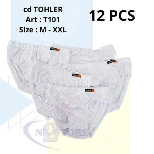 12 PCS CD Anak Cowo Tohler Putih Bersih | CD Anak Karet Polos | Celana Dalam Anak Murah Adem