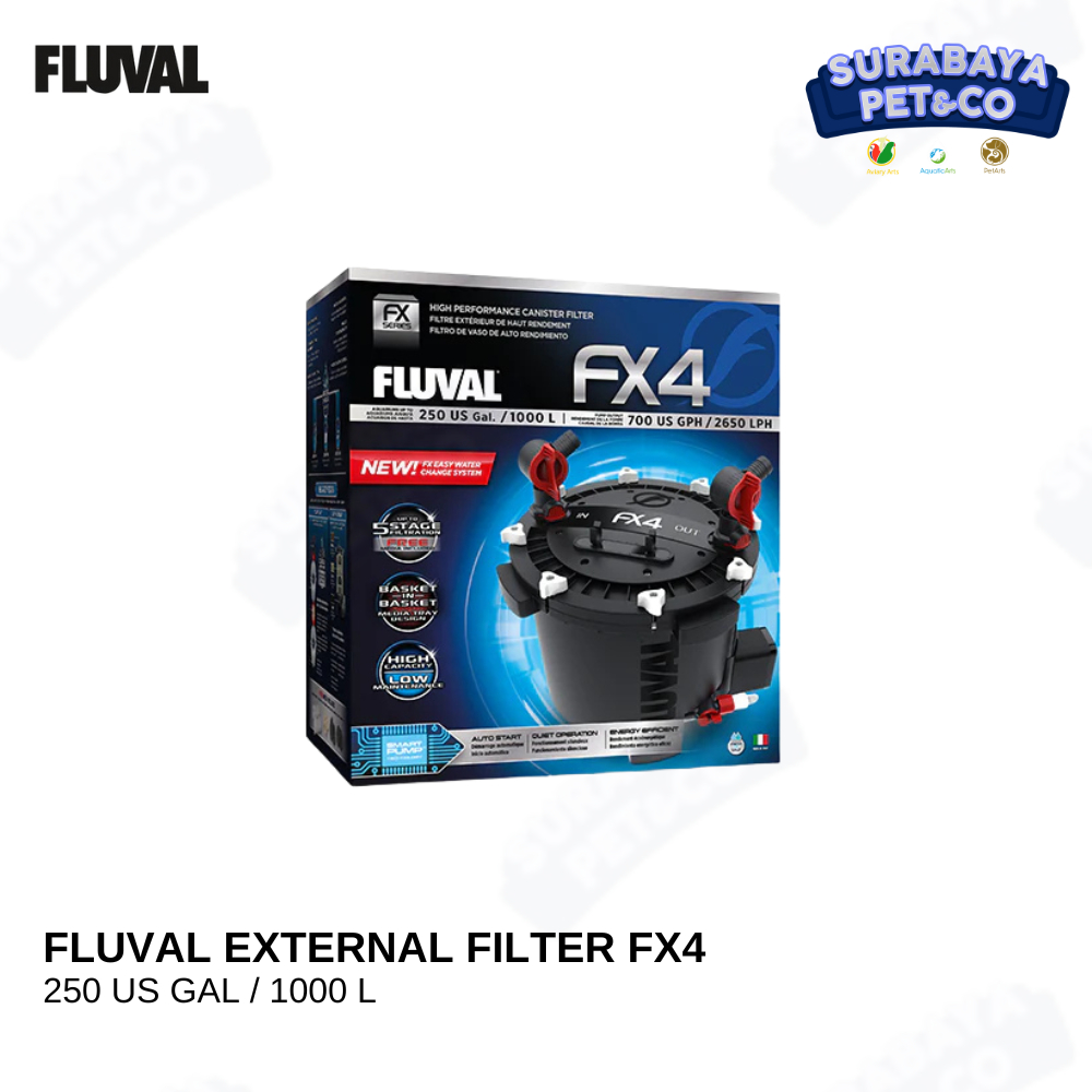 Fluval FX4 External Canister Filter 1700 LPH Aquarium Freshwater Marine Canister Premium - SurabayaP