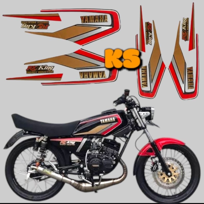 STRIPING STIKER LIS BODY MOTOR YAMAHA RX KING COBRA 1992 MERAH LENGKAP EMBLEM SATU PAKET STANDAR BER