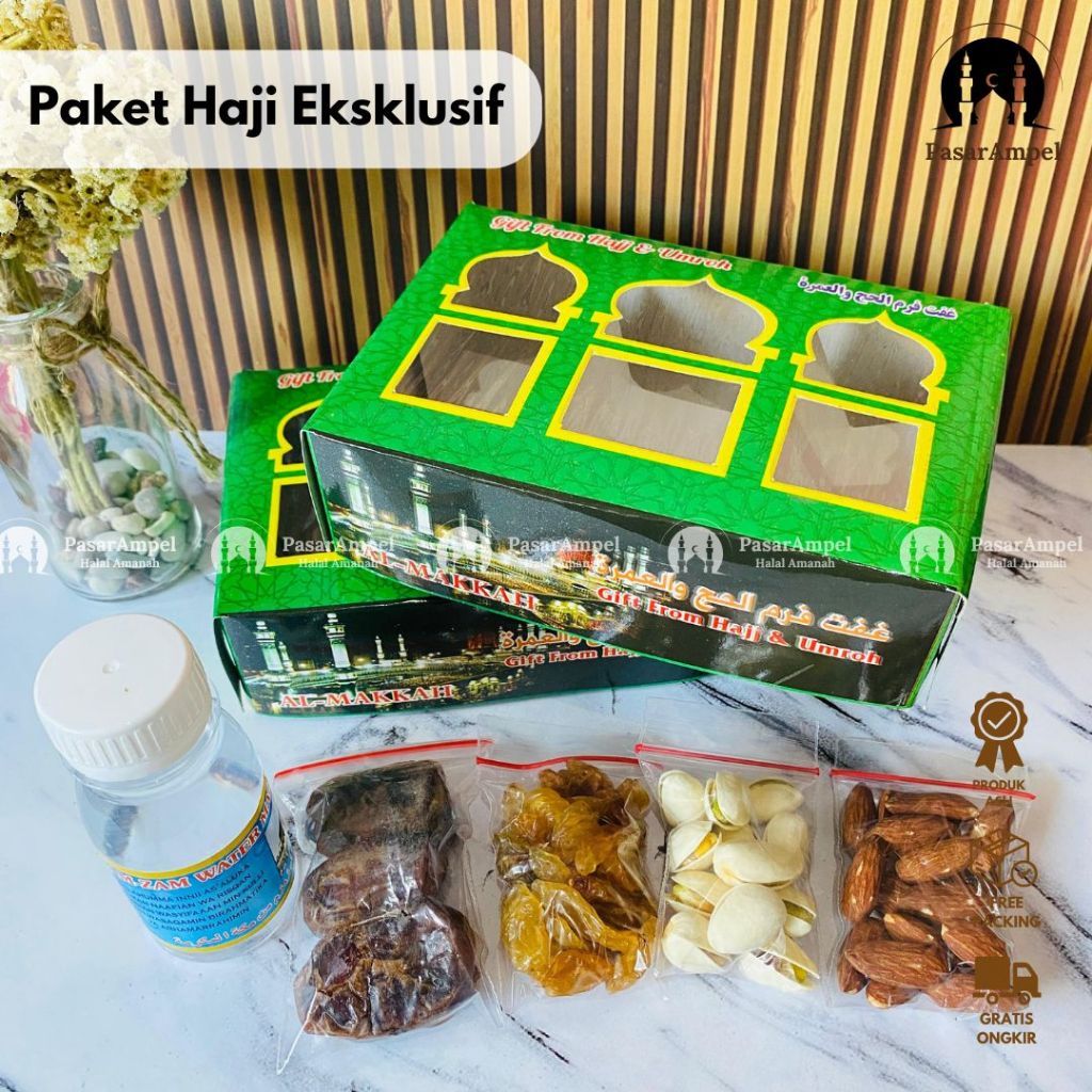 

GROSIR 50 Paket Oleh Oleh Haji & Umroh Paket Haji 1 Dengan Box Eksklusif Lengkap Zamzam Water Hampers Haji