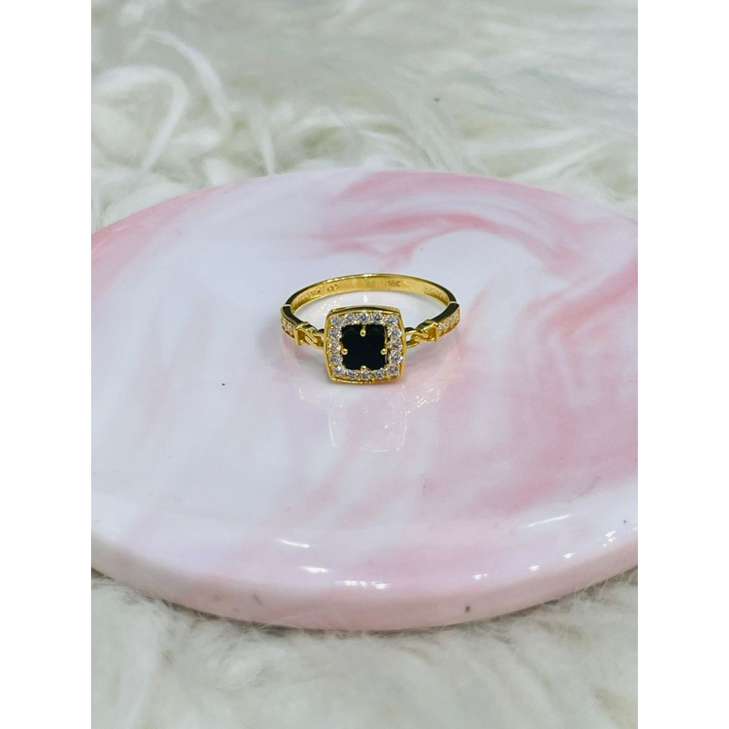 cincin kotak permata hitam putih terbaru uk 20 emas asli kadar 700