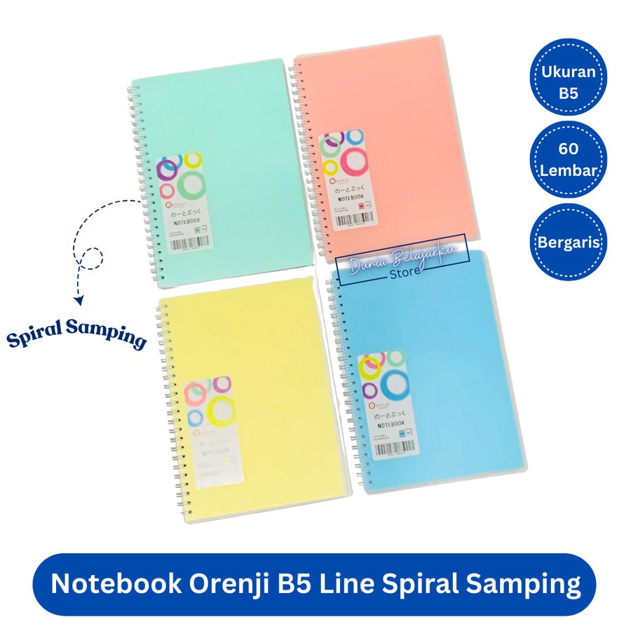 

Notebook Orenji B5 Line Spiral Samping Pastel 60 Lembar Buku Agenda Catatan Bergaris
