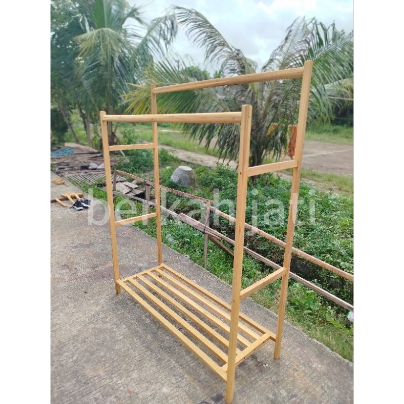 GANTUNGAN BAJU KAYU JATI STAND HANGER KAYU JATI GANTUNGAN BAJU BERDIRI GANTUNGAN BAJU AESTHETIC