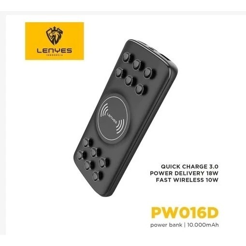 LENYES PW016D WIRELESS POWERBANK 10.000mAh FAST CHARGING QC 3.0 + PD