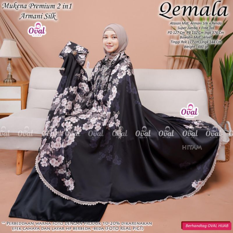 Oval Mukena Premium 2 in 1 Armani Silk Qemala terbaru 2025 (super jumbo)