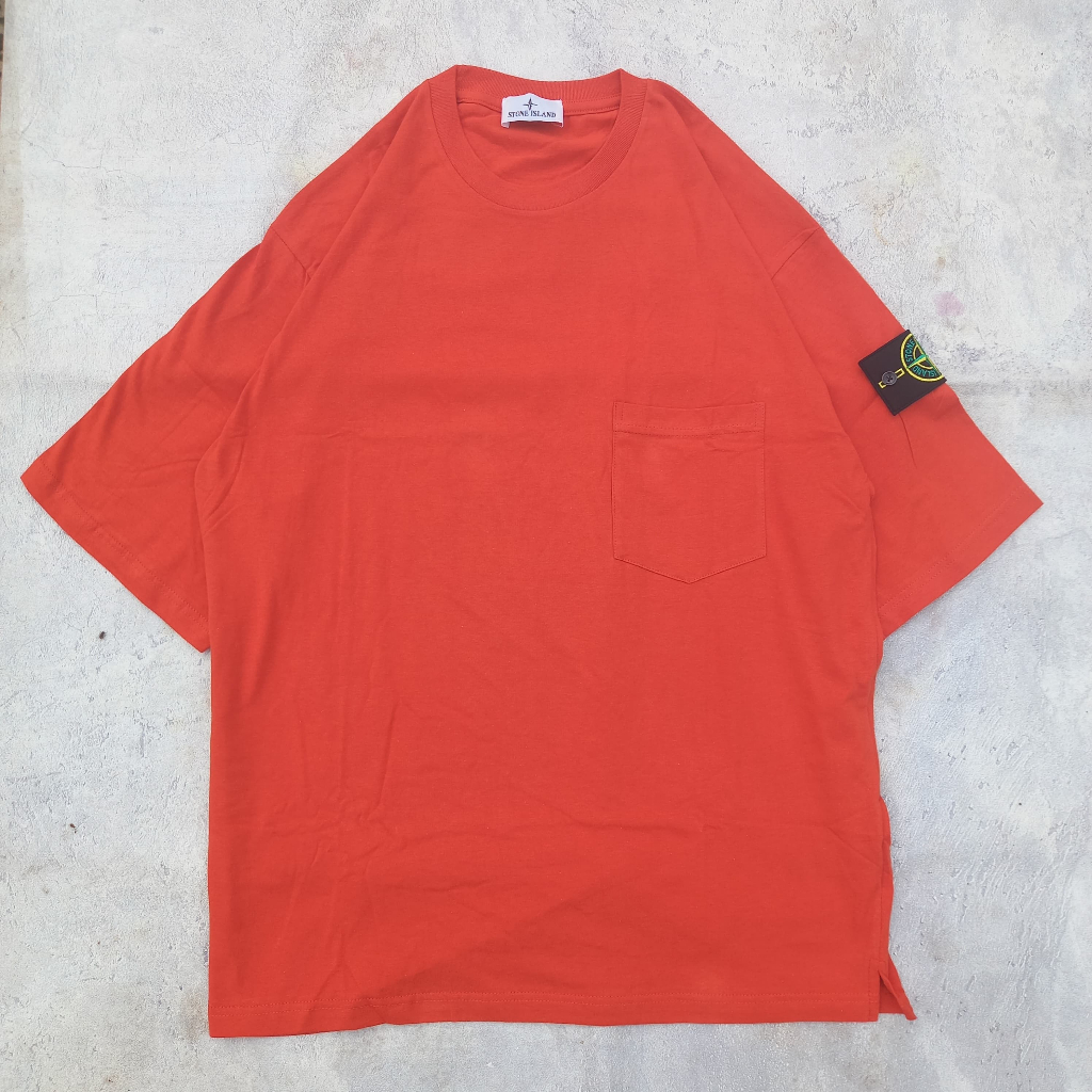 KAOS OVERSIZE POCKET PRIA WANITA SI FULL TAG COTTON COMBED 24S MERAH BATA