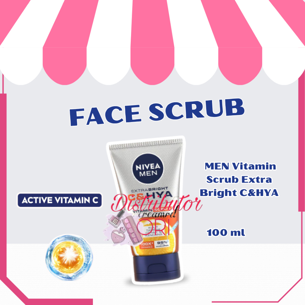 NIVEA MEN Extra Bright C&HYA Vitamin Face Scrub 100ml | BPOM | ORIGINAL