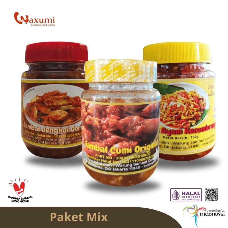 

Waxumi Paket Mix Special I Cumi Baby Original I Jengkol Goreng I Ayam Kecombrang 120g