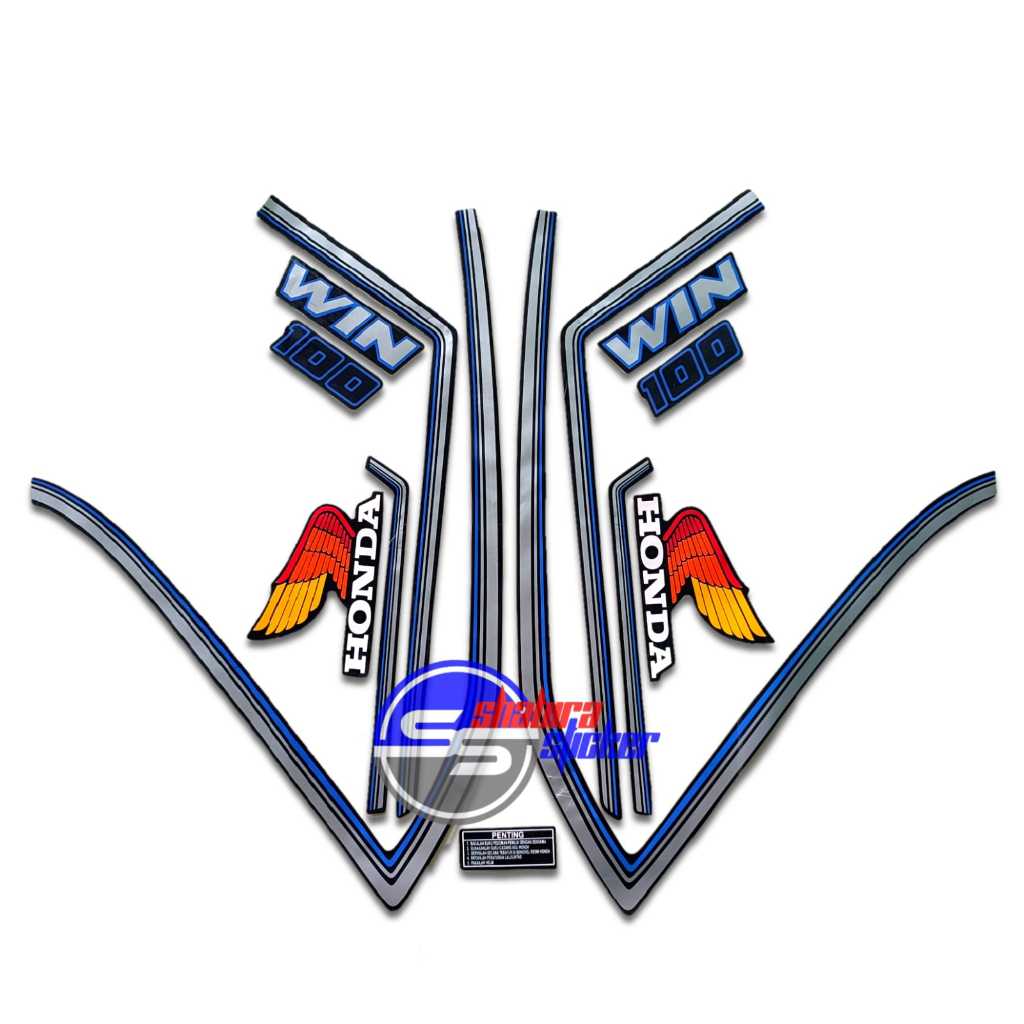 STRIPING STIKER LIS LES POLET BODY MOTOR HONDA WIN 100 1984 BIRU FULLSET