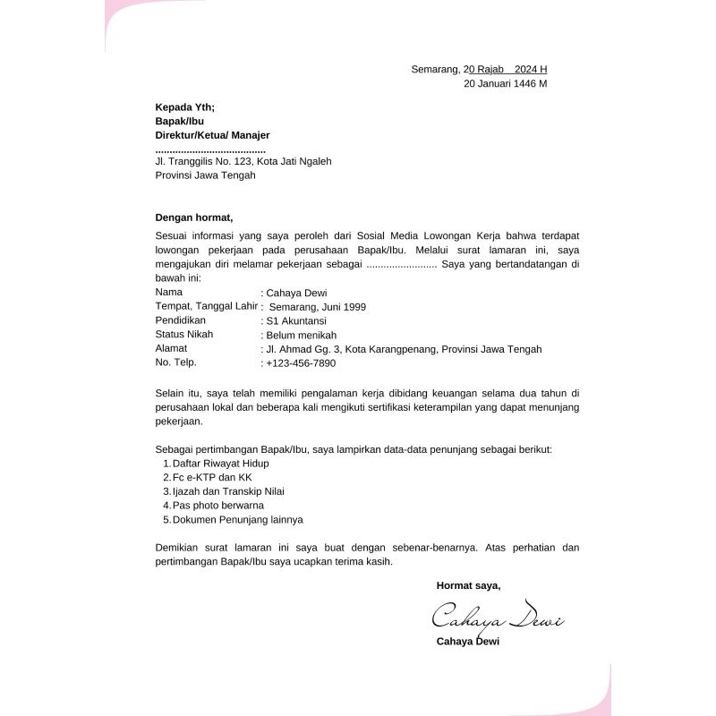 

Surat Lamaran