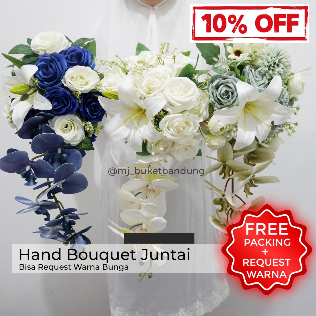 Hand bouquet Juntai anggrek, mawar, lily pengantin / lamaran / buket / bouquet kekinian / terbaru / 