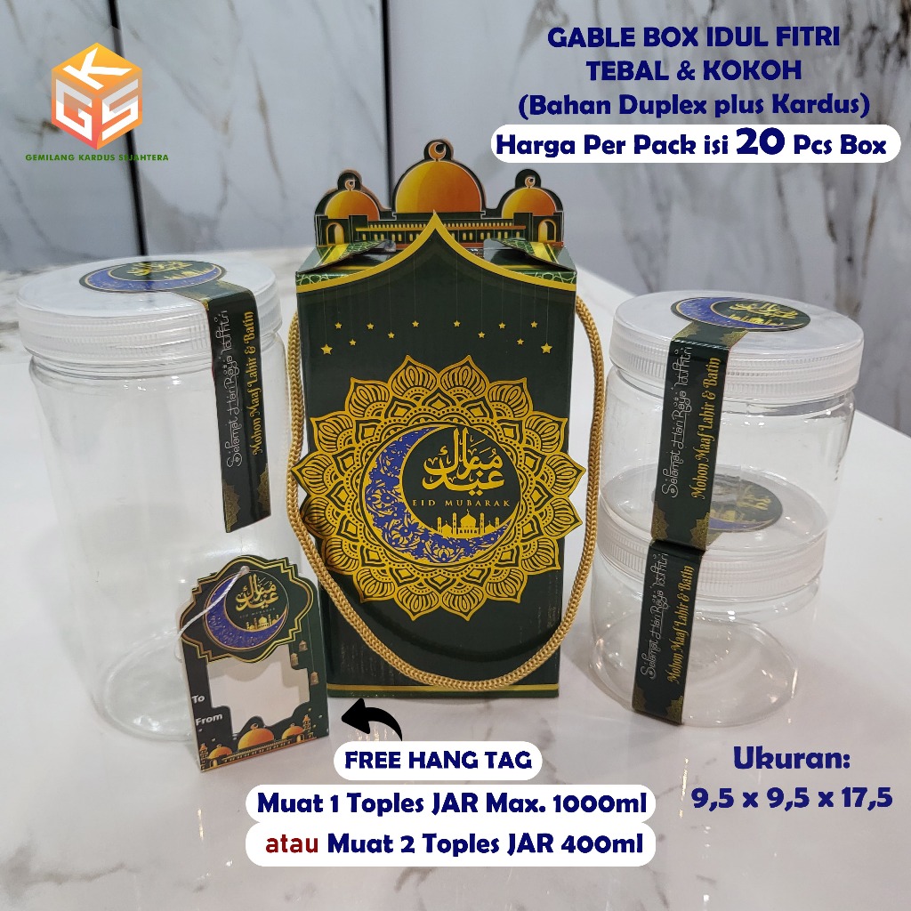 

20pcs Gable Box Idul Fitri | Ukuran 1 Jar | Ukuran 2 Jar 400ml | Box Idul Fitri | Box Lebaran