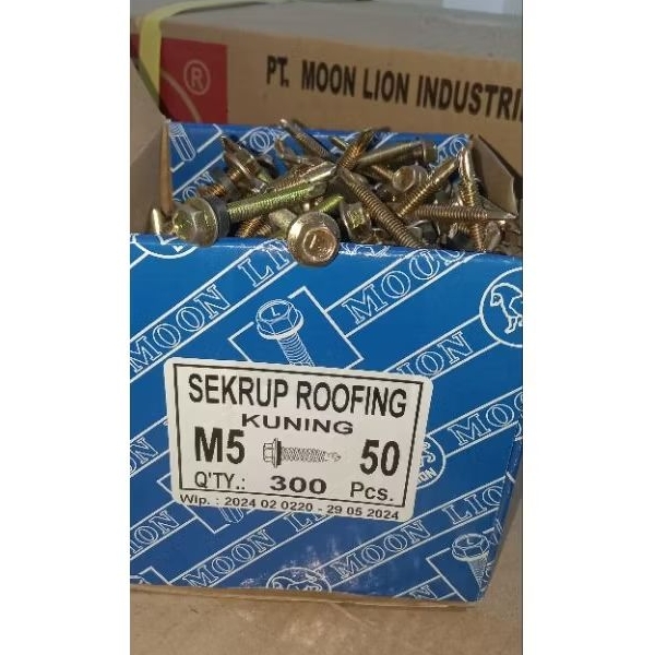 [ISI 50 PCS] Sekrup Roofing Kuning Moon Lion M5 /Sekrup Roofing/ baut Roofing/ Roofing kuning/ Baut 