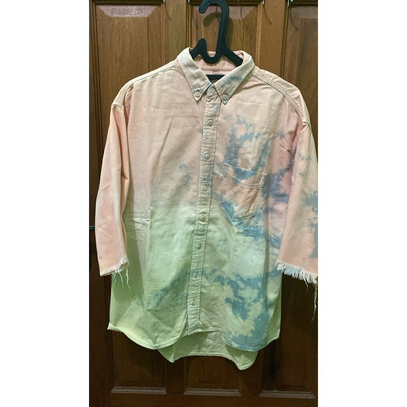 Kemeja Oversized Motif Tie Dye Merek Zara Man 100% Original Size M