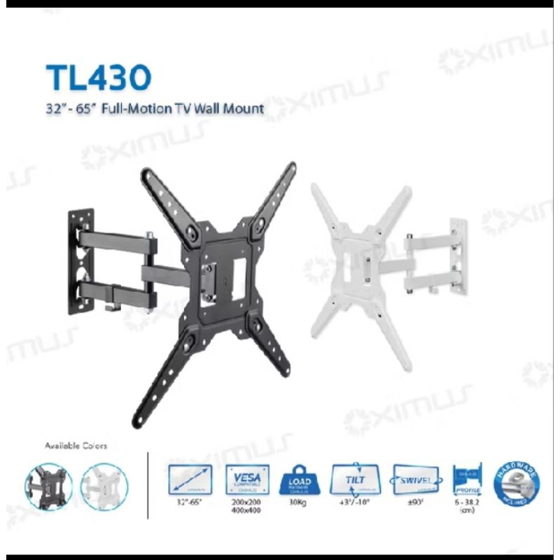 BRACKET TV LED LCD MONITOR 32" - 65" OXIMUS TL430 FULL - MOTION TV WALL MOUNT MATARAM