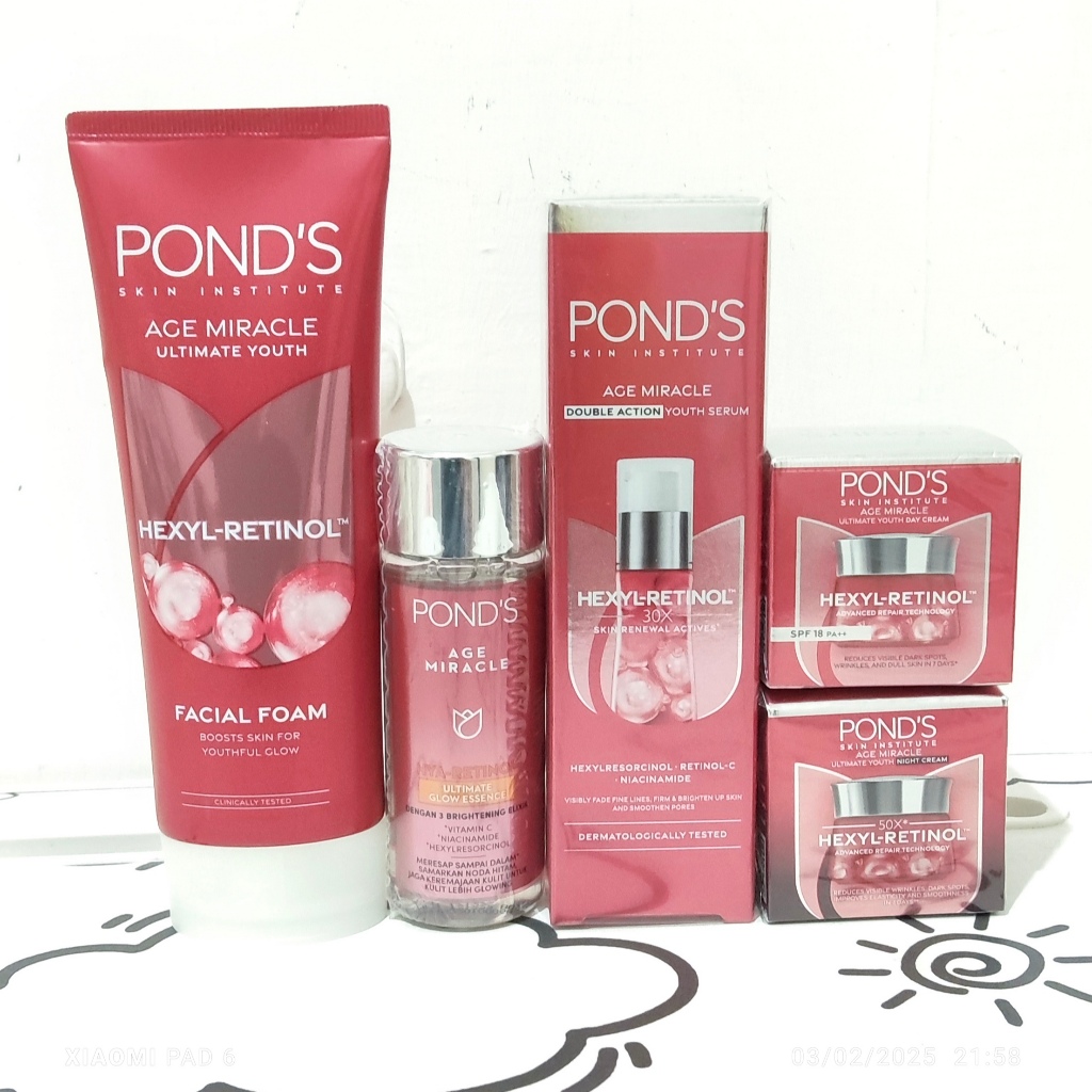 Paket Mini Lengkap Ponds Age MIracle 5 item [Ultimate Glow Essence]