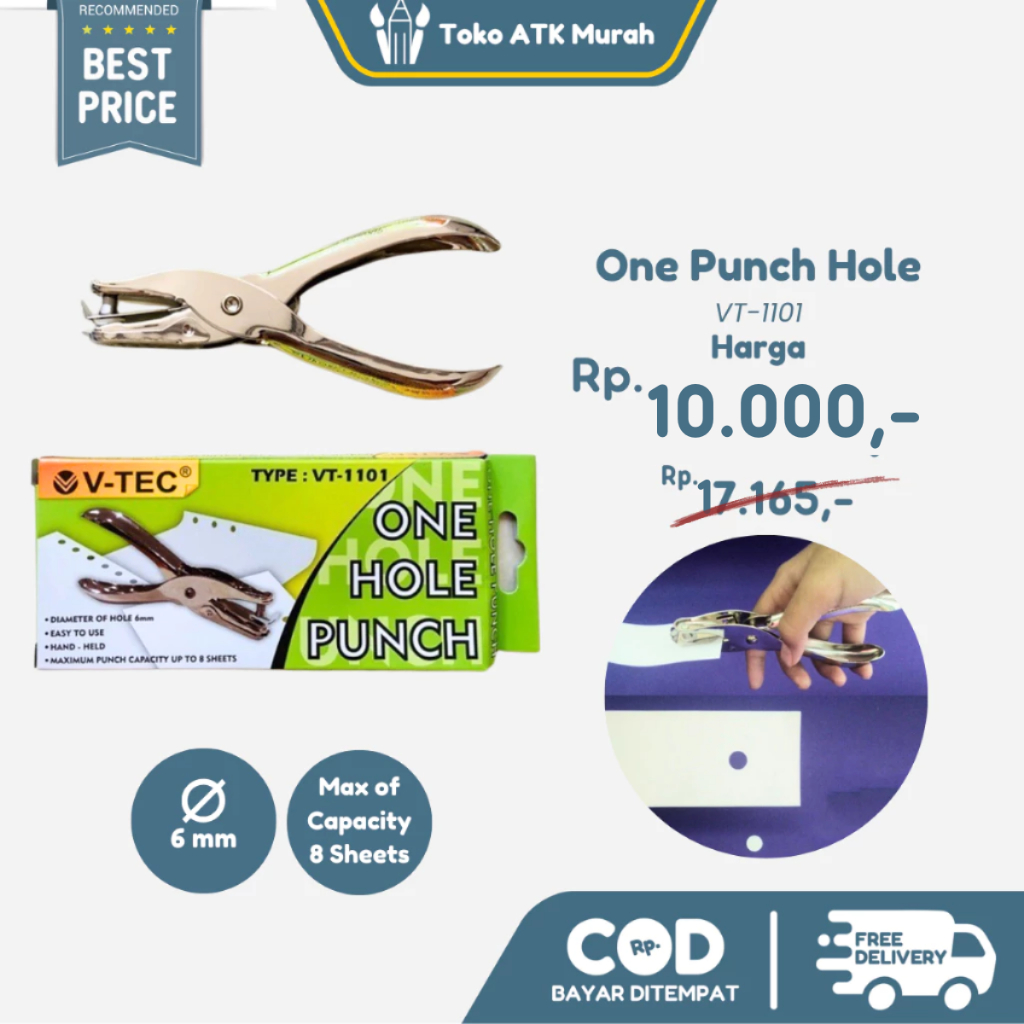 

Perforator 1 Lubang - Pembolong Kertas 1 Lobang - V-Tec VT-1101