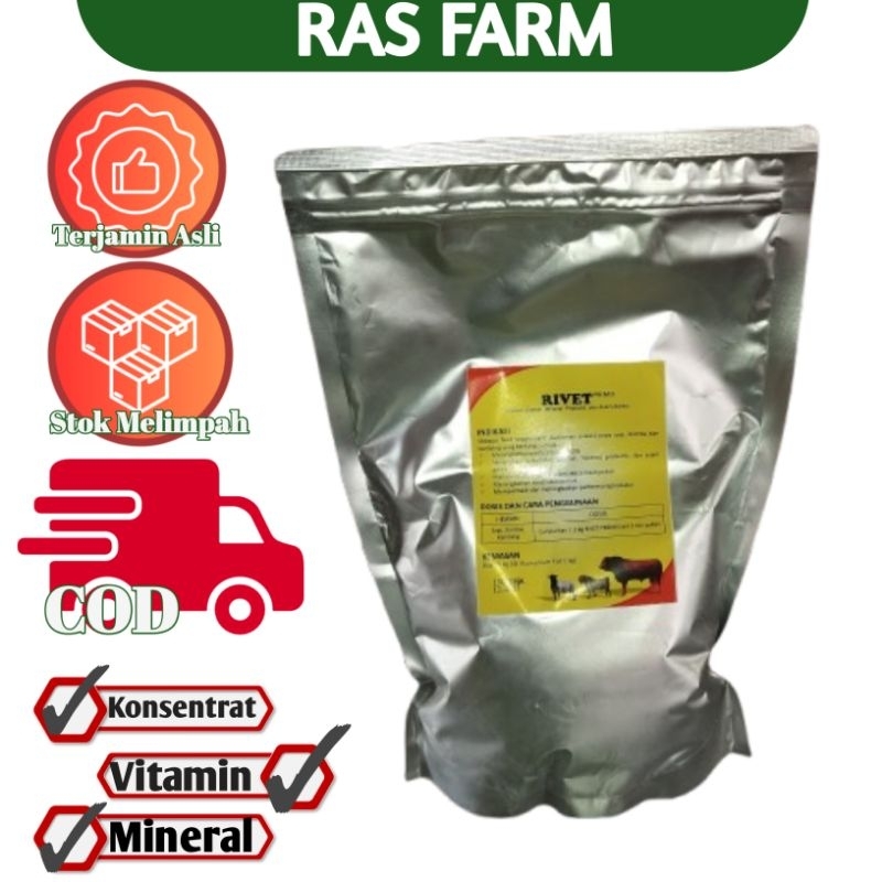 RIVET PREMIX 1KG | PREMIX PROBIOTIK VITAMIN DAN MINERAL| NUTRISI TAMBAHAN BAGI TERNAK