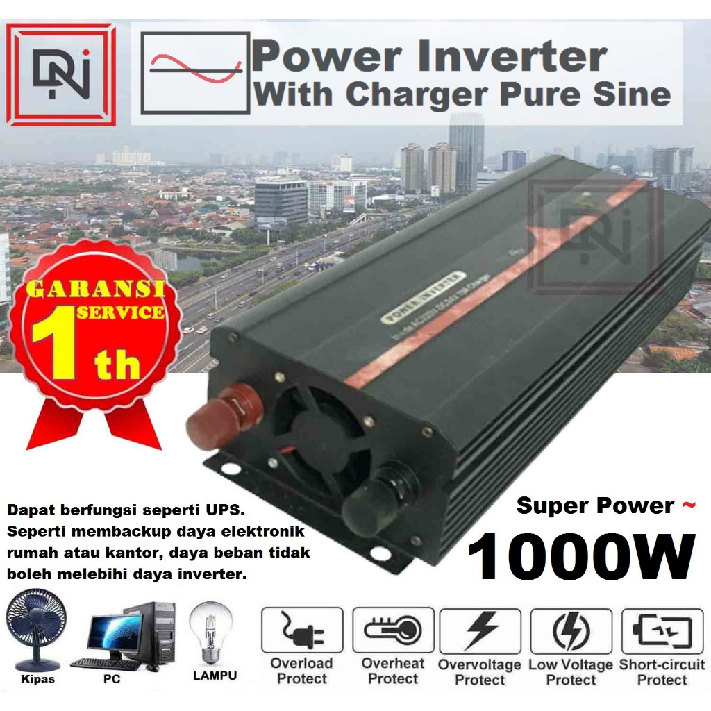 Inverter Pure sine wave PSW1000 Watt 24 VDC Charger Power Inverter