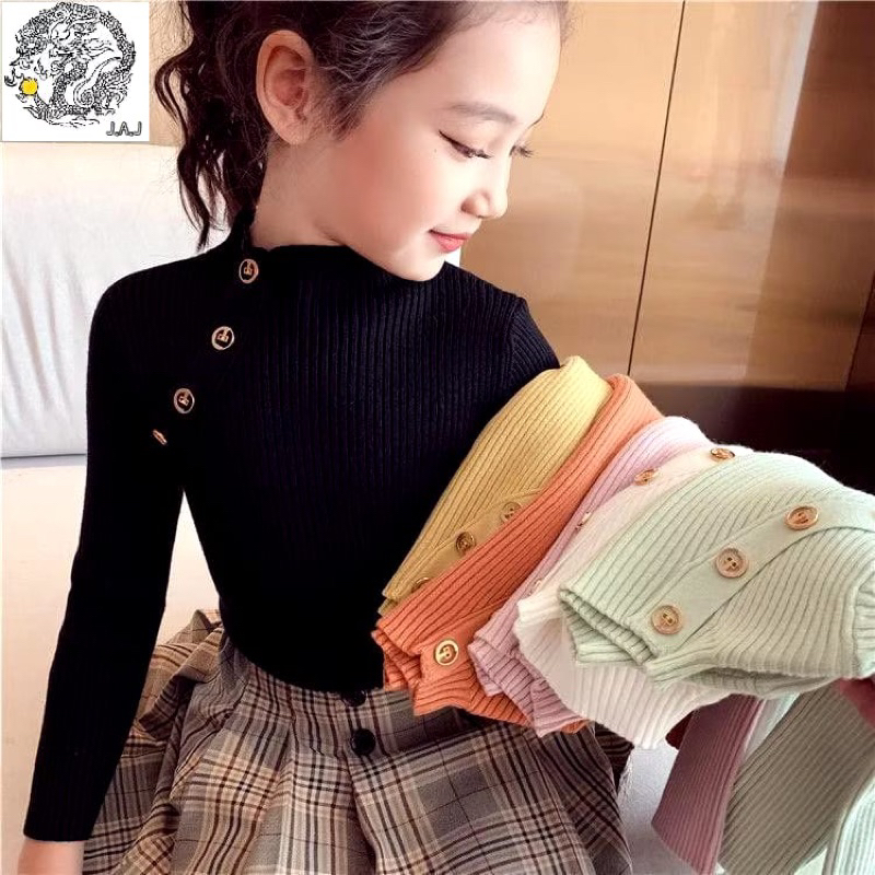 2-5 Tahun Baju Anak Gaya Korea Baju Rajut Turtleneck Sweater Rajut Anak