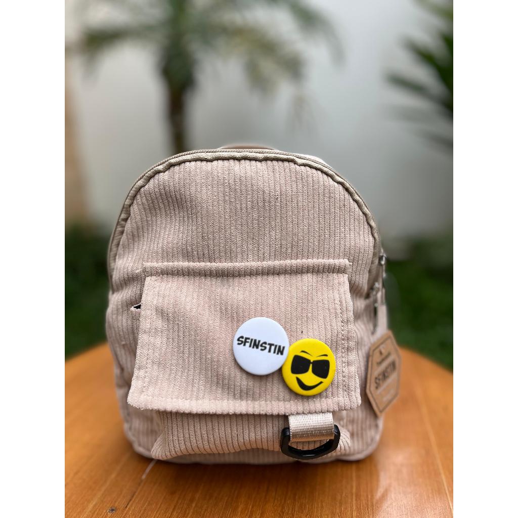 Ransel Mini Pria Wanita Tas Unisex Corduroy Gemi Tas Gendong Mini Viral