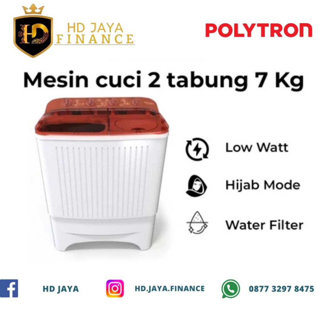 Mesin cuci POLYTRON Primadona Giant 2 tabung 7 Kg PWM 7072N