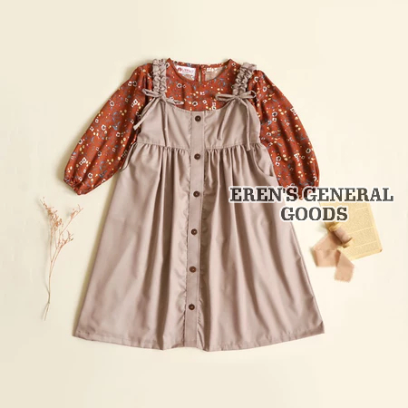 TERMURAH Overall Dress Anak Perempuan Usia 1-9 Tahun Motif Bunga Elegan Cantik