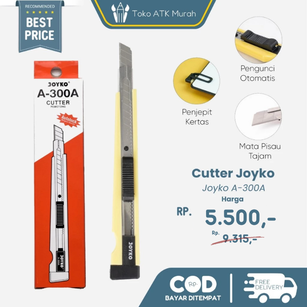 

Cutter Joyko A-300A Cutter Pemotong Tajam Knife Kater