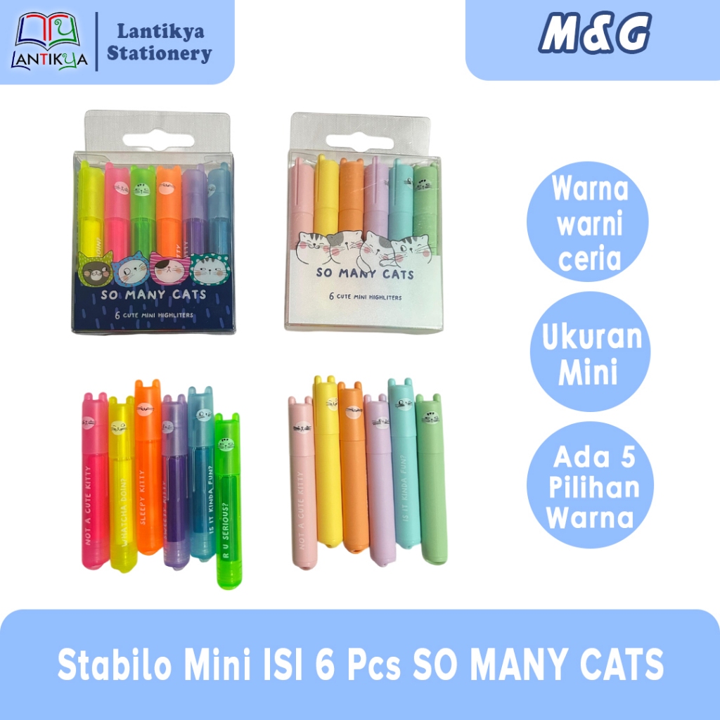

Highlighter M&G So Many Cats 6 Warna Pastel AHM22575 / Stabilo / Spidol