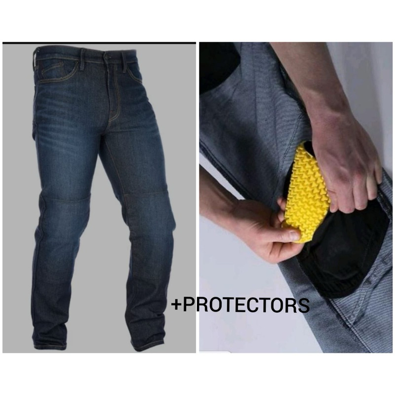 Oxford bikers celana panjang jeans pria