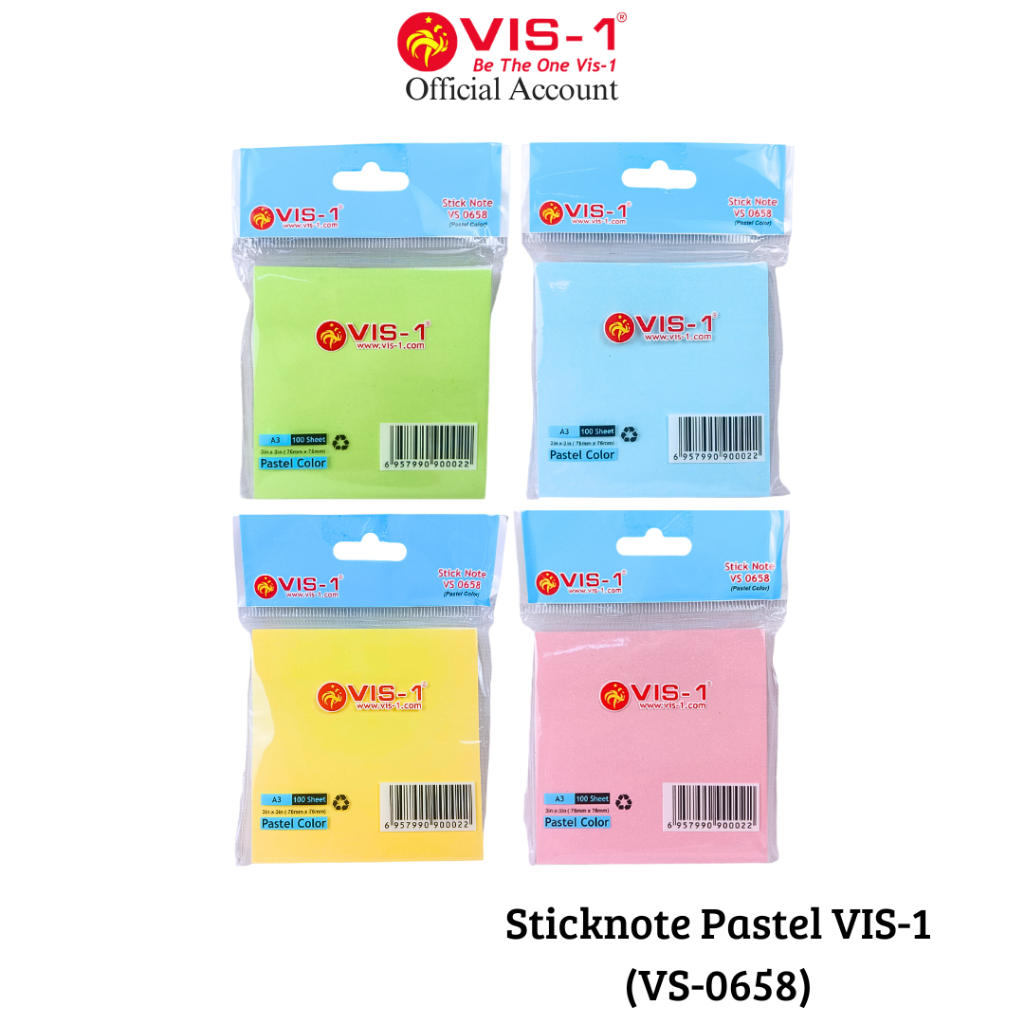 

VIS-1 Sticky Notes VS-0658 / Memo Tempel 76x76mm warna pastel 100 lembar
