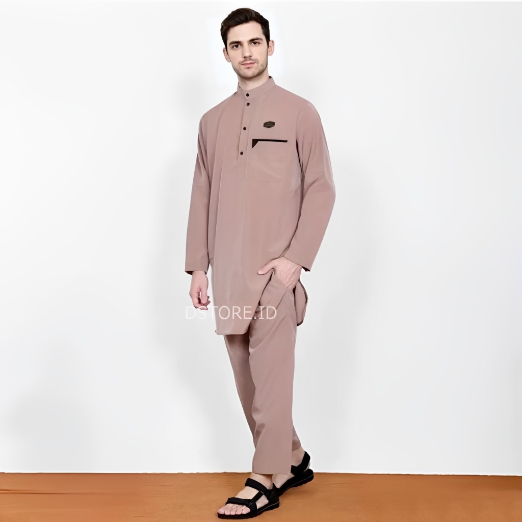 BESTPROMO KOKO SETELAN POLOS LENGAN PANJANG - BAJU KURTA PAKISTAN SET CELANA - KOKO PRIA DEWASA -