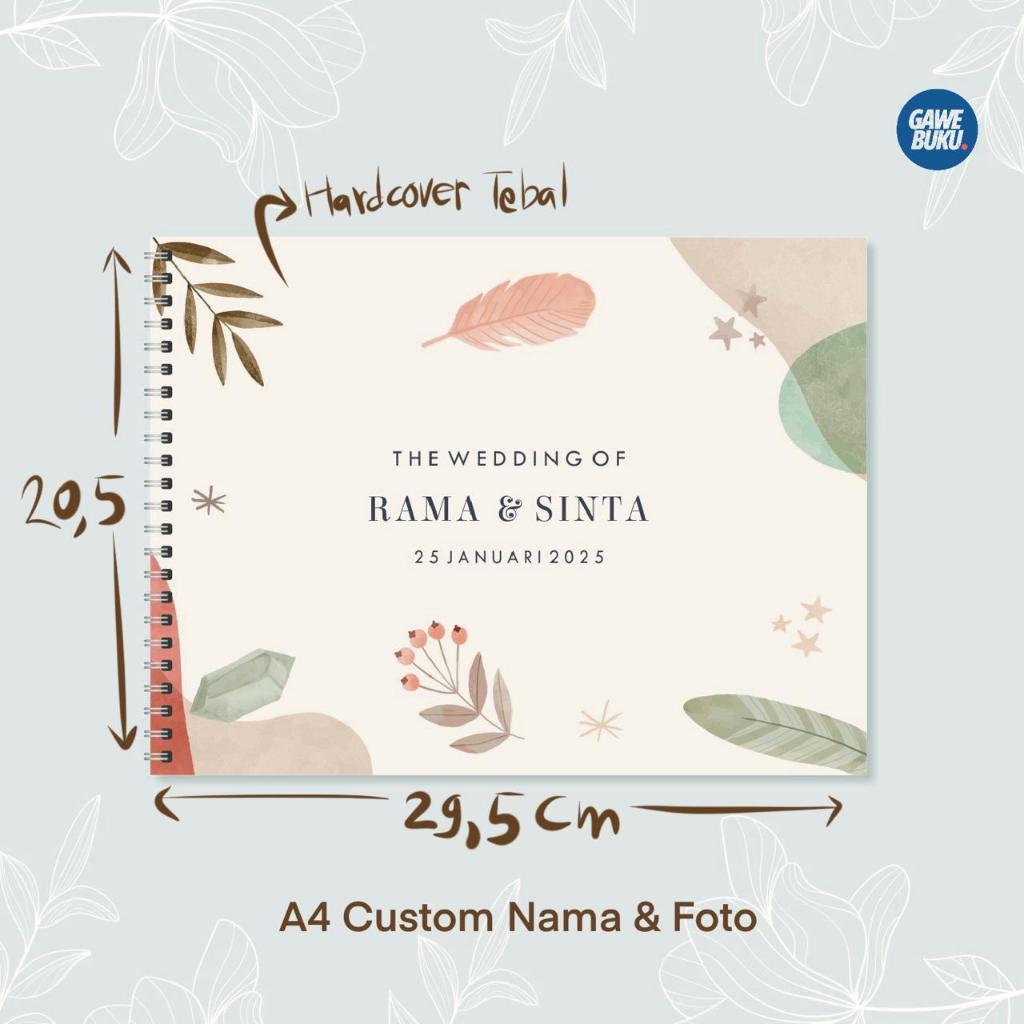 

[BONUS FOTO PREWEDDING] Buku Tamu Pernikahan/Hardcover/A4/Custom Nama & Pre-Wedding/Spiral