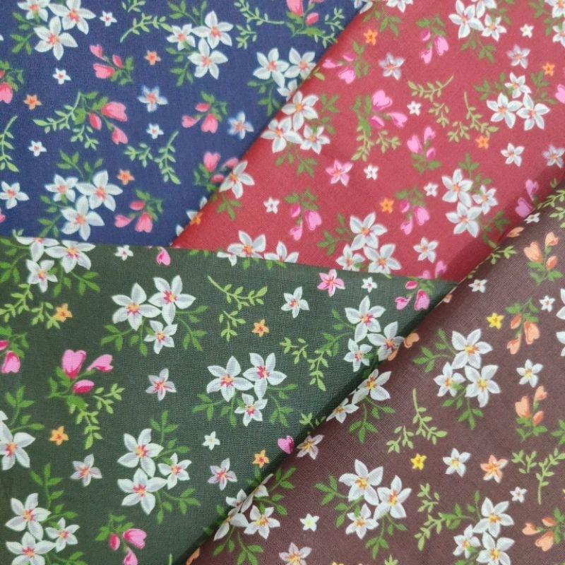 Kain Katun Premium Jasmine Flower  Lebar 115 cm HARGA PER SETENGAH METER